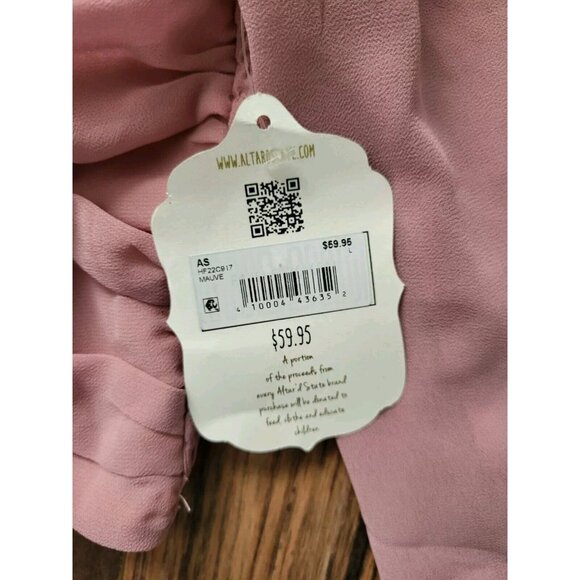 New Pink Chiffon Long Puff Sleeve Crop Corset Top Altar'd State Sz L Coquette - Picture 7 of 7